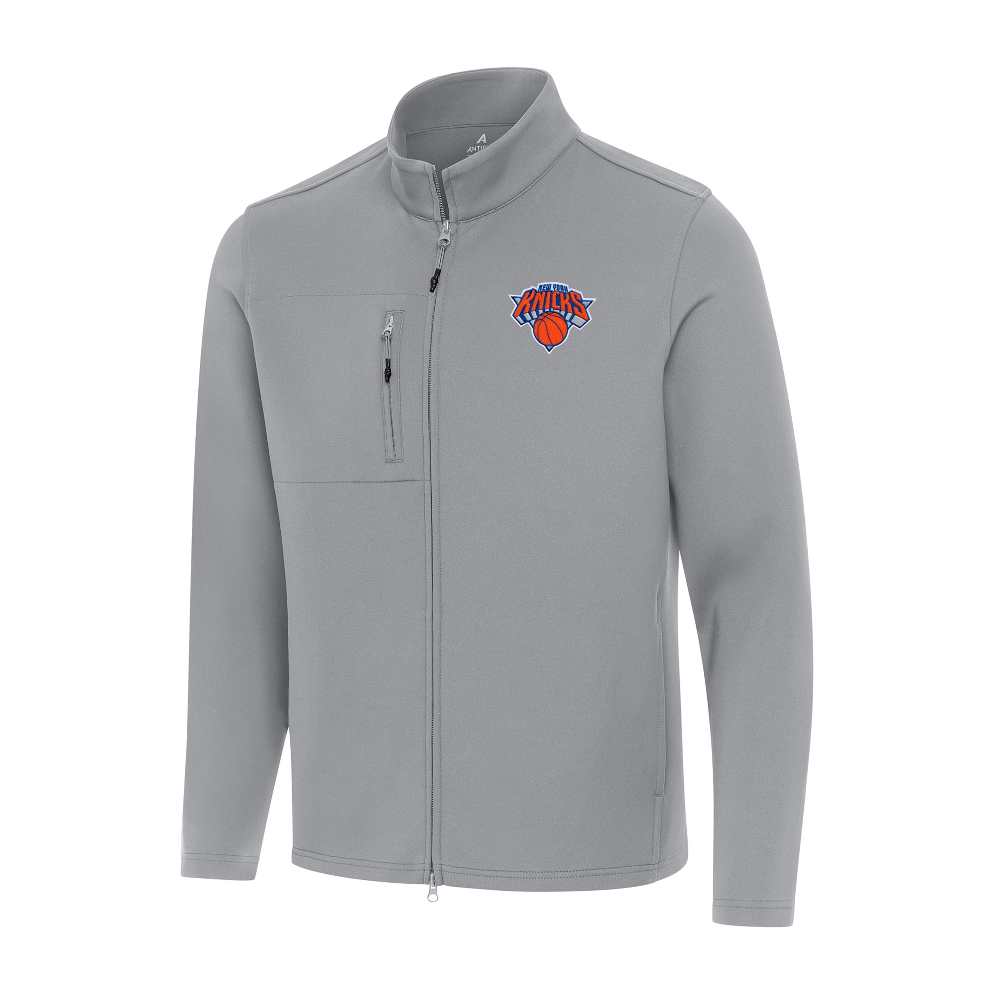 Men's Antigua Gray New York Knicks Objection DoublePeached FullZip