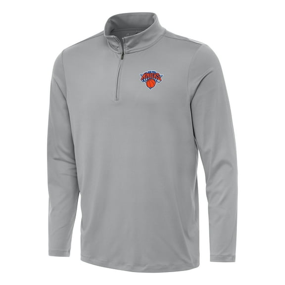 Men's Antigua Gray New York Knicks Reprocess Quarter-Zip Top