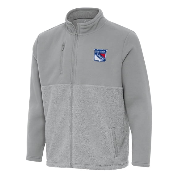 Men's Antigua Gray New York Rangers Daily Fused Full-Zip Jacket