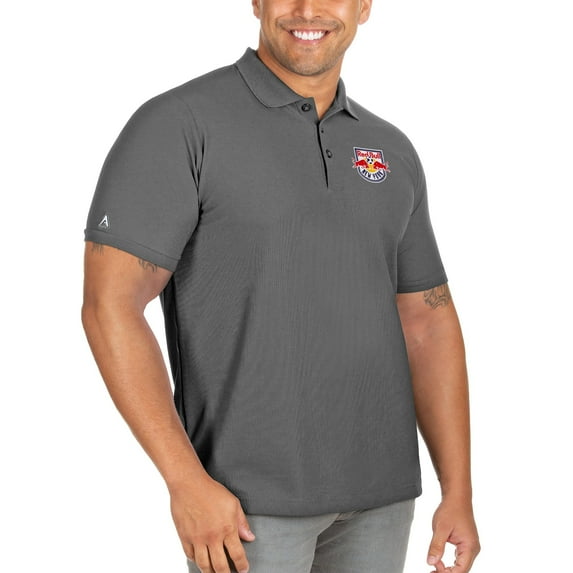 Men's Antigua Gray New York Red Bulls Big & Tall Legacy Pique Polo