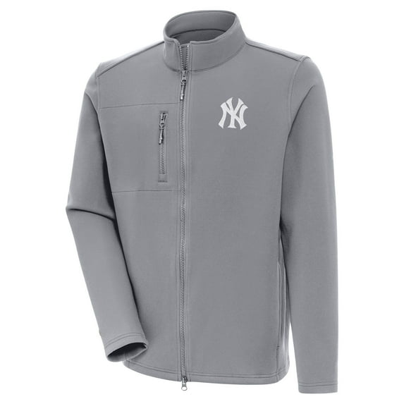 Men's Antigua Gray New York Yankees Objection Full-Zip Jacket
