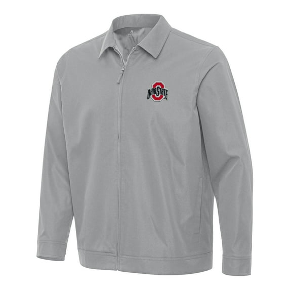 Men's Antigua Gray Ohio State Buckeyes Pivot Full-Zip Jacket