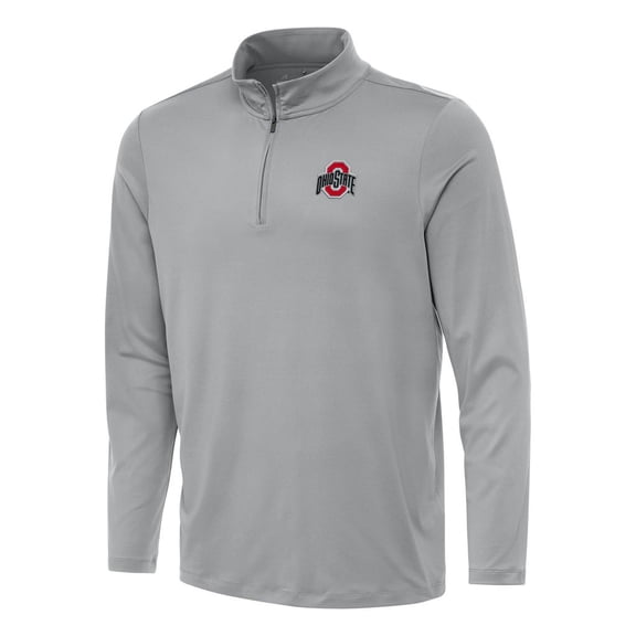 Men's Antigua Gray Ohio State Buckeyes Reprocess Quarter-Zip Top
