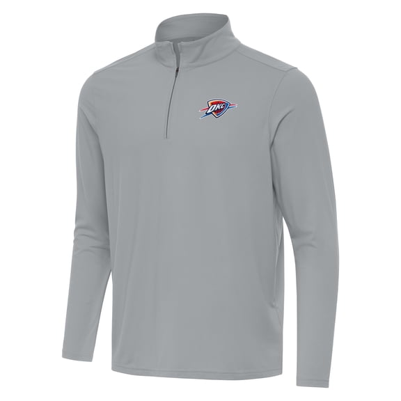 Men's Antigua Gray Oklahoma City Thunder Intent Quarter-Zip Top