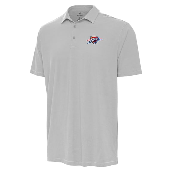 Men's Antigua Gray Oklahoma City Thunder Twine Polo