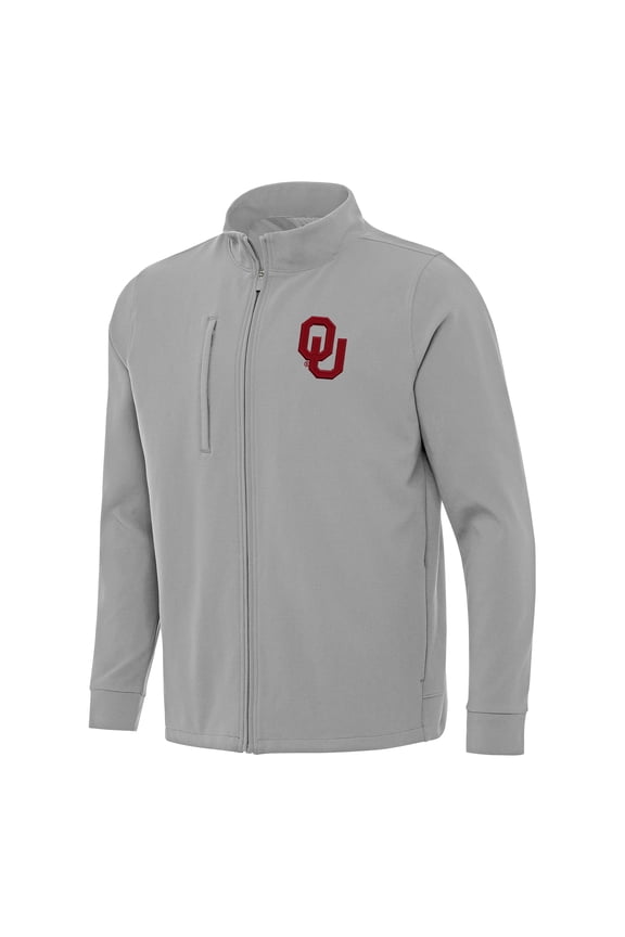 Men's Antigua Gray Oklahoma Sooners Regard Full-Zip Jacket