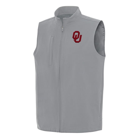 Men's Antigua Gray Oklahoma Sooners Regard Full-Zip Vest