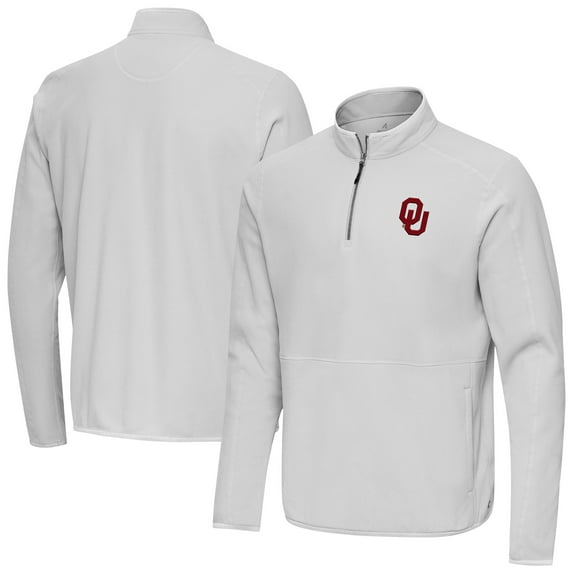 Men's Antigua Gray Oklahoma Sooners Step Up Quarter-Zip Pullover