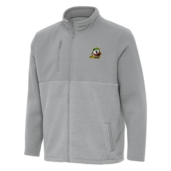 Men's Antigua Gray Oregon Ducks Daily Fused Full-Zip Jacket