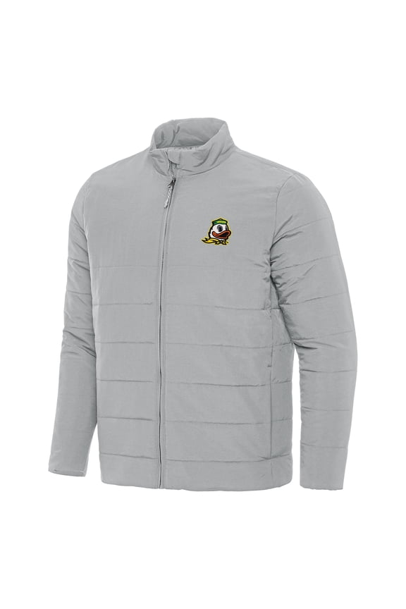 Men's Antigua Gray Oregon Ducks Swelter Full-Zip Puffer Jacket