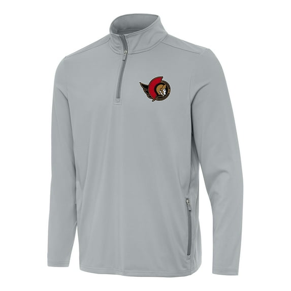 Men's Antigua Gray Ottawa Senators Perilous Quarter-Zip Sweatshirt