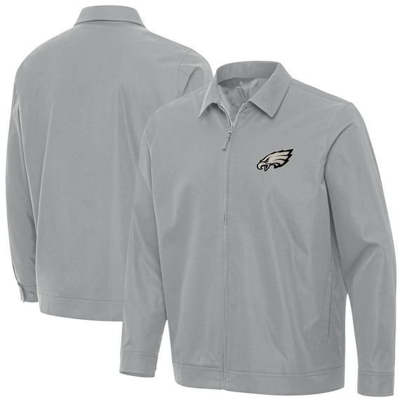 Men's Antigua Gray Philadelphia Eagles Pivot Full-Zip Jacket
