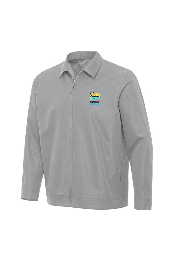 Men's-Antigua Gray Phoenix Raceway Pivot Full-Zip Jacket