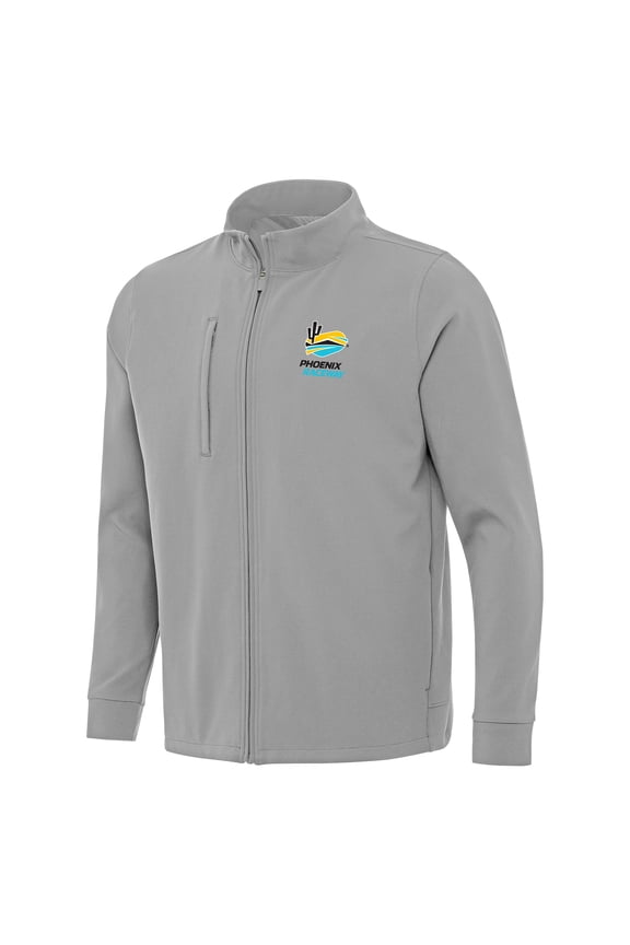 Men's-Antigua Gray Phoenix Raceway Regard Full-Zip Jacket