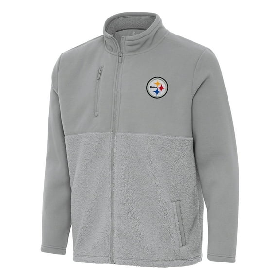 Men's Antigua Gray Pittsburgh Steelers Daily Fused Full-Zip Jacket
