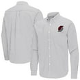 thumbnail image 1 of Men's Antigua Gray Portland Trail Blazers Ellis Woven Tri-Blend Button-Down Shirt, 1 of 3
