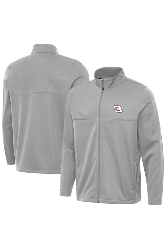 Men's Antigua Gray Richard Childress Racing Links 2 Full-Zip Golf Jacket