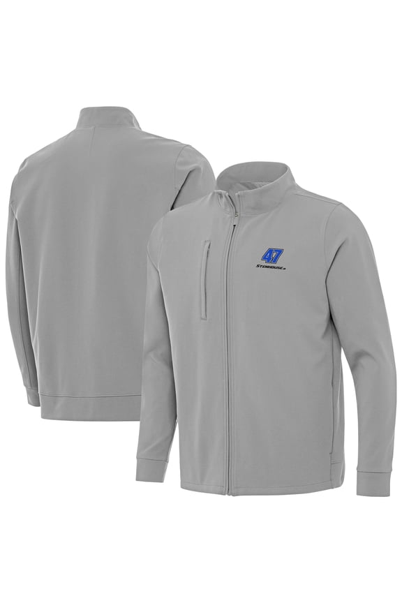 Men's-Antigua Gray Ricky Stenhouse Jr. Regard Full-Zip Jacket