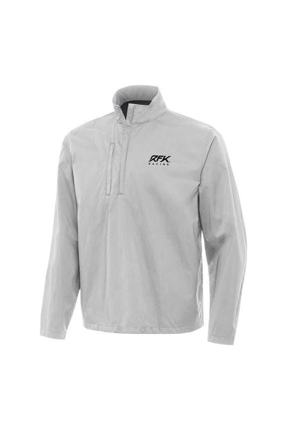 Men's-Antigua Gray Roush Fenway Keselowski Racing Brisk Quarter-Zip Pullover Jacket