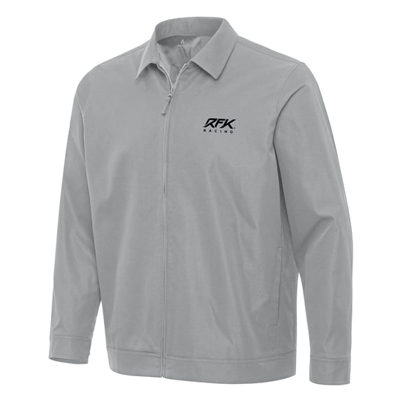 Men's-Antigua Gray Roush Fenway Keselowski Racing Pivot Full-Zip Jacket