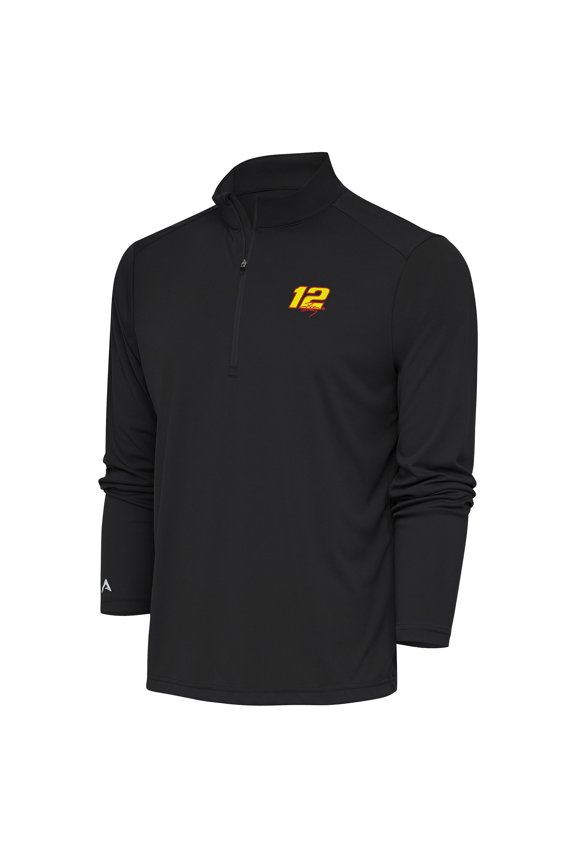 Men's Antigua Gray Ryan Blaney Tribute Quarter-Zip Pullover Top