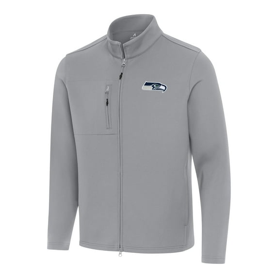 Men's Antigua Gray Seattle Seahawks Objection Full-Zip Jacket