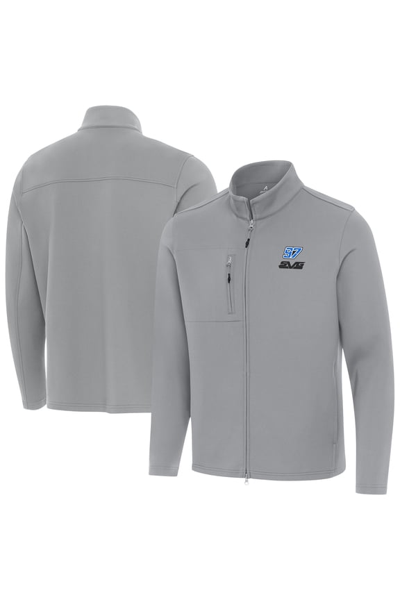 Men's Antigua Gray Shane van Gisbergen Objection Full-Zip Jacket