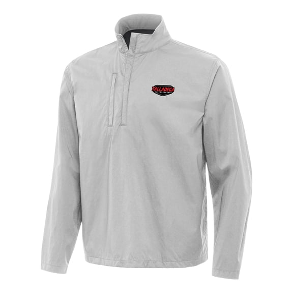 Men's-Antigua Gray Talladega Superspeedway Brisk Quarter-Zip Pullover Jacket