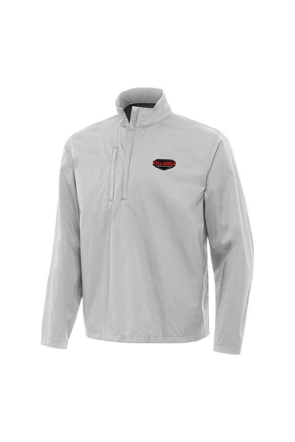 Men's-Antigua Gray Talladega Superspeedway Brisk Quarter-Zip Pullover Jacket