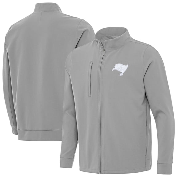 Men's Antigua Gray Tampa Bay Buccaneers Regard Full-Zip Jacket