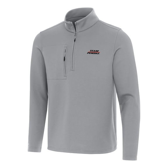 Men's Antigua Gray Team Penske Insider Quarter-Zip Pullover Top