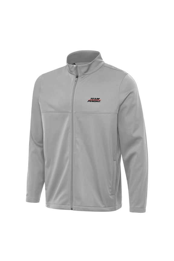Men's-Antigua Gray Team Penske Links 2 Full-Zip Golf Jacket