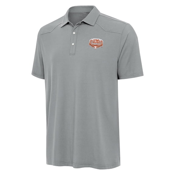 Men's Antigua Gray Texas Longhorns Darrell K Royal-Texas Memorial Stadium 100th Anniversary Western Polo