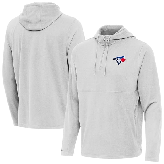 Men's Antigua Gray Toronto Blue Jays Connected Quarter-Zip Pullover Hoodie
