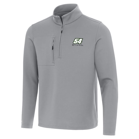 Men's Antigua  Gray Ty Gibbs Insider Quarter-Zip Top
