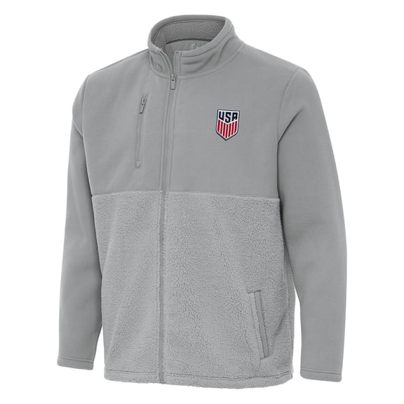 Men's Antigua Gray USMNT Daily Fused Full-Zip Jacket