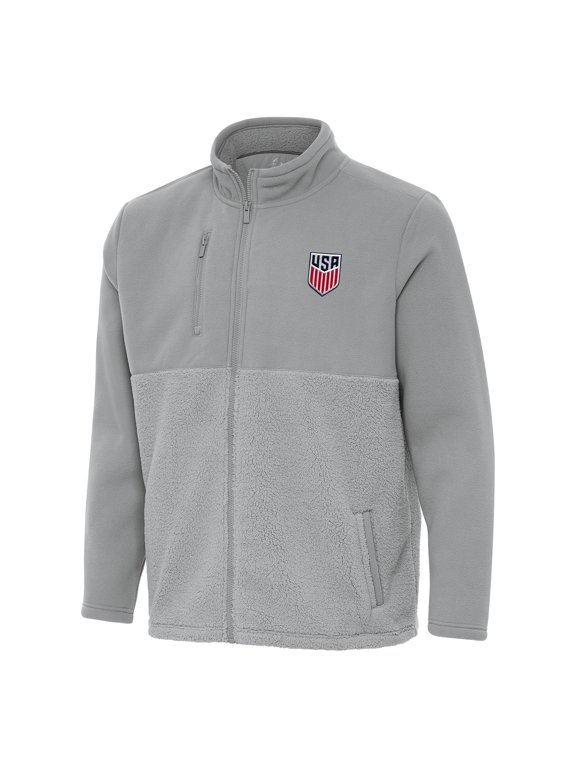 Men's Antigua Gray USMNT Daily Fused Full-Zip Jacket
