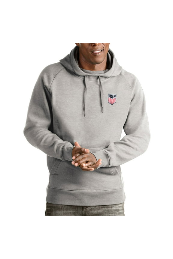 Men's Antigua Gray USMNT Victory Pullover Hoodie