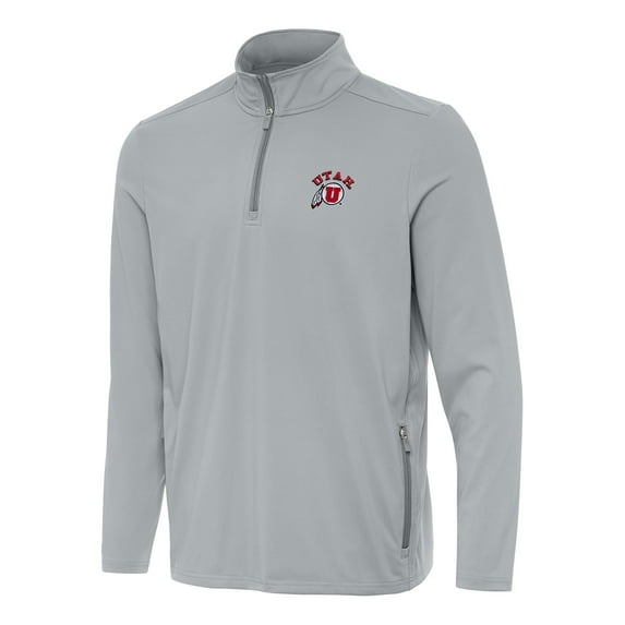 Men's Antigua Gray Utah Utes Perilous Quarter-Zip Sweatshirt