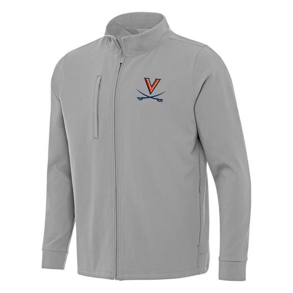 Men's Antigua Gray Virginia Cavaliers Regard Full-Zip Jacket