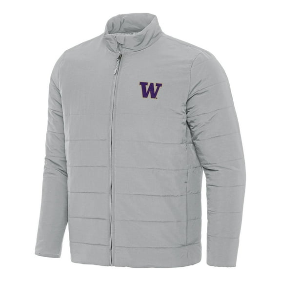 Men's Antigua Gray Washington Huskies Swelter Full-Zip Puffer Jacket