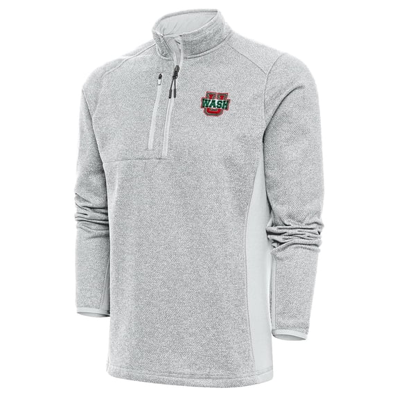 Men's Antigua Gray WashU Course Quarter-Zip Pullover Top