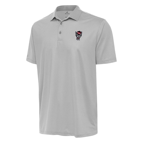 Men's Antigua Gray/White NC State Wolfpack Rings Polo