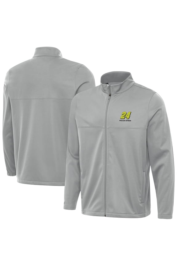 Men's Antigua Gray William Byron Links 2 Full-Zip Golf Jacket