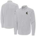 thumbnail image 1 of Men's Antigua Gray Wyoming Cowboys Porter Woven Tri-Blend Long Sleeve Button-Down Shirt, 1 of 3