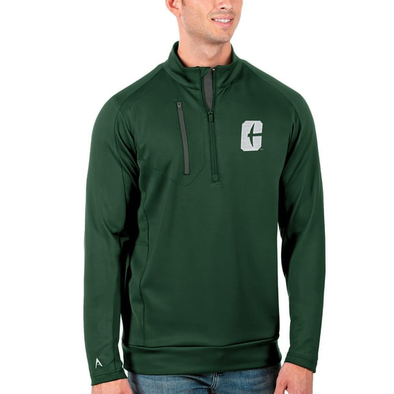 Men's Antigua Green/Charcoal Charlotte 49ers Generation Half-Zip Pullover Jacket