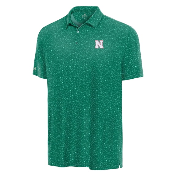 Men's Antigua Green Nebraska Huskers Lucky Run Polo
