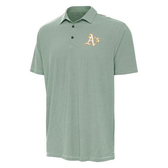 Men's Antigua Green/White Athletics Twine Polo