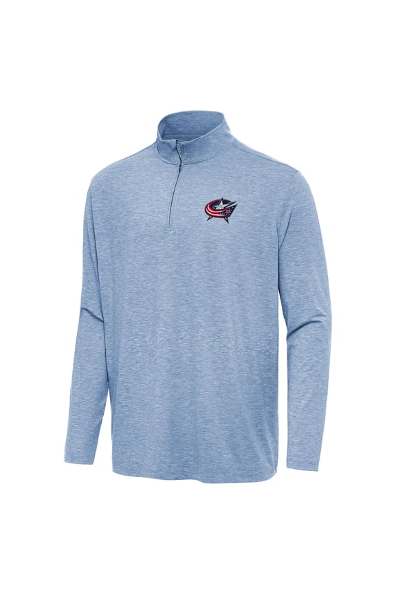 Men's Antigua Heather Aqua Columbus Blue Jackets Hunk Quarter-Zip Top