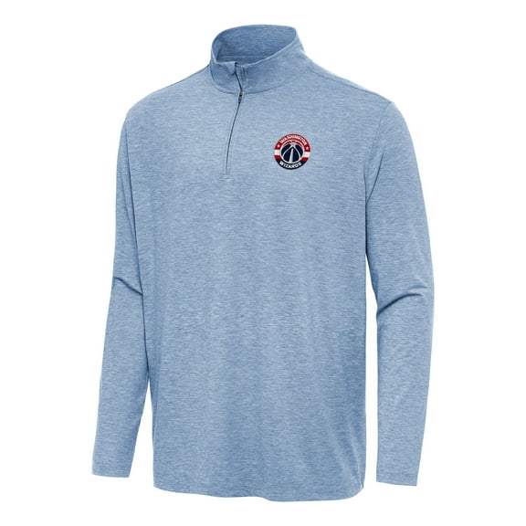 Men's Antigua Heather Aqua Washington Wizards Hunk Quarter-Zip Top